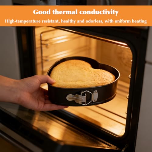 Set of 3 Springform Cake Tins Heavy Duty, Double Layer Non-Stick Coating, Removable Base, Heavy Duty Carbon Steel, Perfect for Frozen Desserts - Oven Safe Bakeware (heart-shaped) - size: Heart