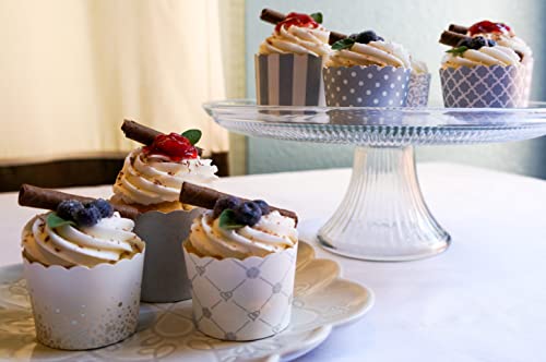 50-Pack Paper Baking Cups, Greaseproof Disposable Cupcake Muffin Liners (Large, Silver Confetti) - color: Silver Confetti