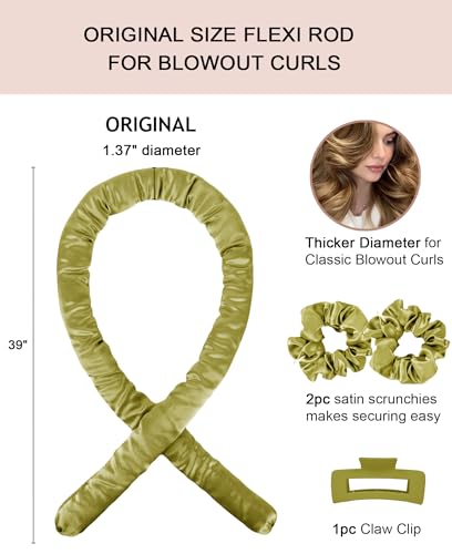 Original Satin Heatless Curls Overnight Curling Rod Set - color: ORIGINAL Olive