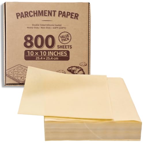 800 Sheets 10x10" Unbleached Value Pack Square Parchment Paper - color: Brown, size: 10×10 - 800 Sheets