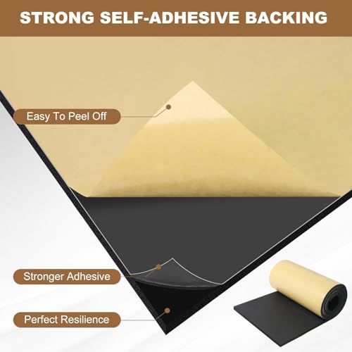 Eunice Sponge Neoprene Foam Sheet with Adhesive, 13 in x 80 in x 1/4 in - size: 13 in x 80 in x 1/4 in