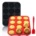 Silicone Muffin Pan Set,2 Pcs 2.8" 12 Cups Egg Bite Mold,Non-Stick,Easy Release,For Egg Muffins, Cupcakes, Large Muffins,Pizza Muffins,Cheesecakes(Black + Red) - size: 2PCS:Red + Black(2.8")