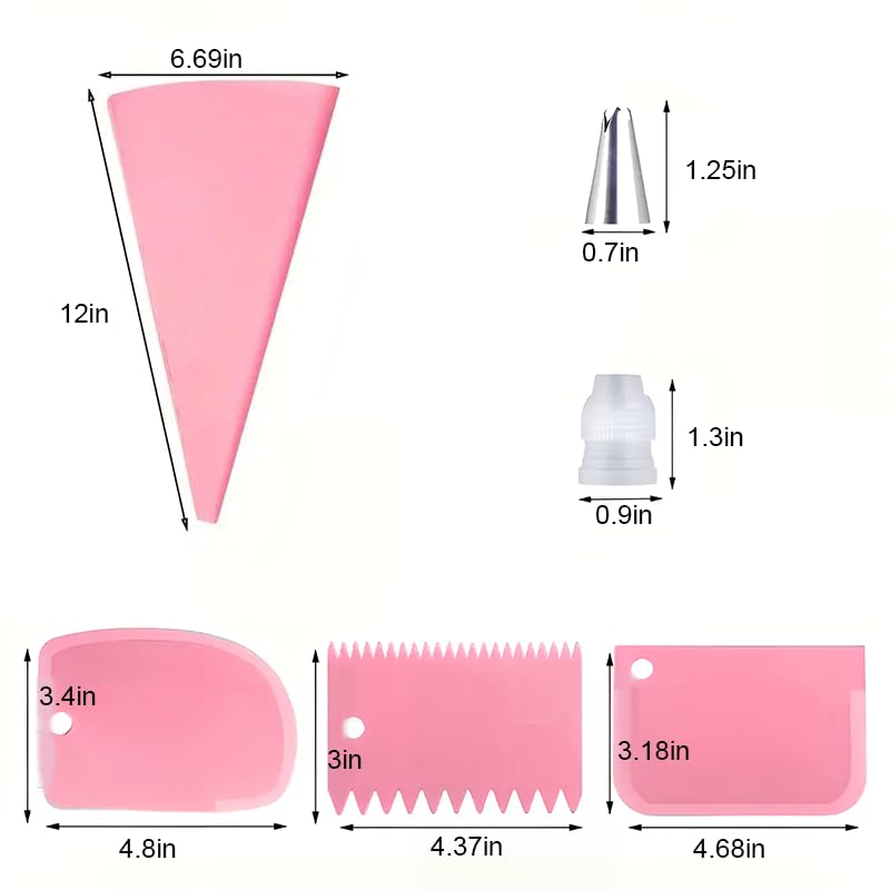 Piping Bags and Tips Set, Reusable Cake Decorating Supplies with 2 Reusable Bags, 14 Icing Tips, 2 Silicone Rings, 2 Couplers and 3 Scrapers, Cake Baking Tools for Cookie Icing Cupcakes
