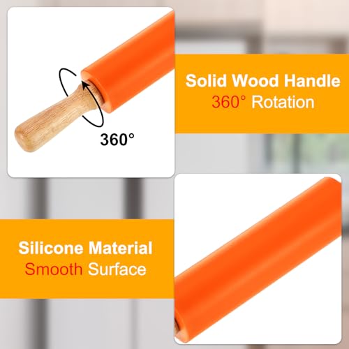 uxcell 7.5 Inch Silicone Rolling Pin Small Dough Roller Orange - color: Orange, size: 7.5 Inch