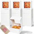 qiqee Auto-pop up Cookie Box with Window 6x6x3 Inch White 60Pcs Pastry Macaron Bakery Pie Box for Packaging - color: 6x6x3, 60Pcs,White