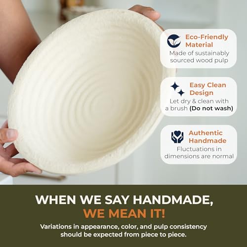 Bulka Sourdough Banneton Bread Proofing Basket Large 9" Round Groove 1kg - size: 1kg
