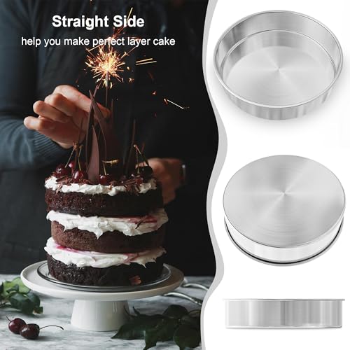 7 Inch Round Cake Pans, 3PCS Stainless Steel Cake Pan &100 Parchment Paper - size: 7 inch set of 3
