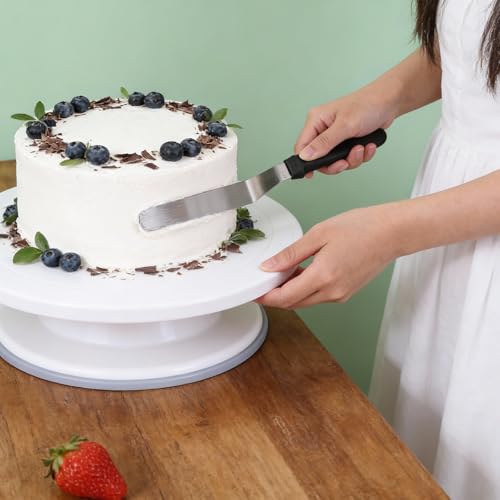 8" Icing Spatula, Offset Spatula Stainless Steel Angled Cake Spatulas Frosting Spatulas with Ergonomic Plastic Handle Cake scraper for Cakes Decorating, Frosting, Baking - size: 8"