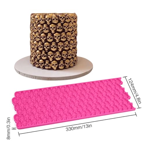mostsom Silicone Mold 3D Hollow Out Lace Molds 3D Skull Cake Lace Mat Halloween Silicone Mould Fondant Mold Chocolate Stencil Cake Decorating Border Bakeware (K_ Skull Shape) - size: K_ Skull Shape