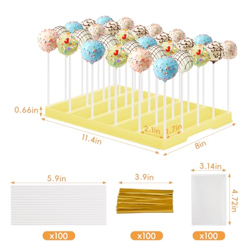 VIVIRBIEN Yellow Cake Pop Stand, 30 Holes Lollipop Display Holder Kit - color: yellow