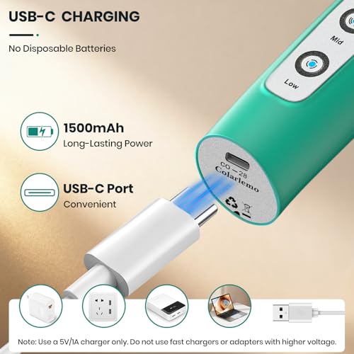Colarlemo Milk Frother Handheld Rechargeable, Frother Wand Drink Mixer Electric Whisk for Coffee, Detachable With 3 Stainless Whisks, Hand Mixer for Lattes, Cappuccino, Matcha, Egg, No Stand, Green - color: Green, style: without stand
