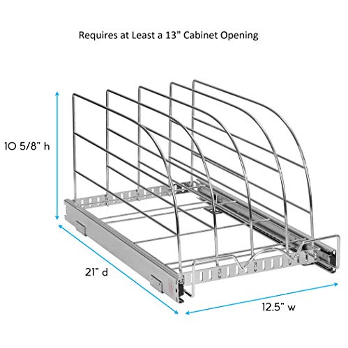 Pull Out Organizer for Bakeware, Cutting Board and Trays, 12.5”W x 21”D