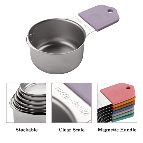 Magnetic Measuring Cups Set of 7 Stainless Steel Magnetic Measuring Cups - color: color