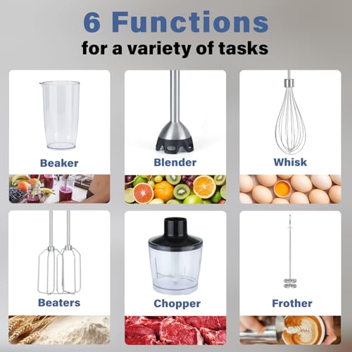 REVOTRA Immersion Blender Handheld, 6 in 1 Hand Blender Stainless Steel