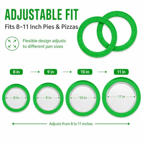 Adjustable Silicone Pie Crust Shield Edge Protector 2 Pcs Green - color: Green
