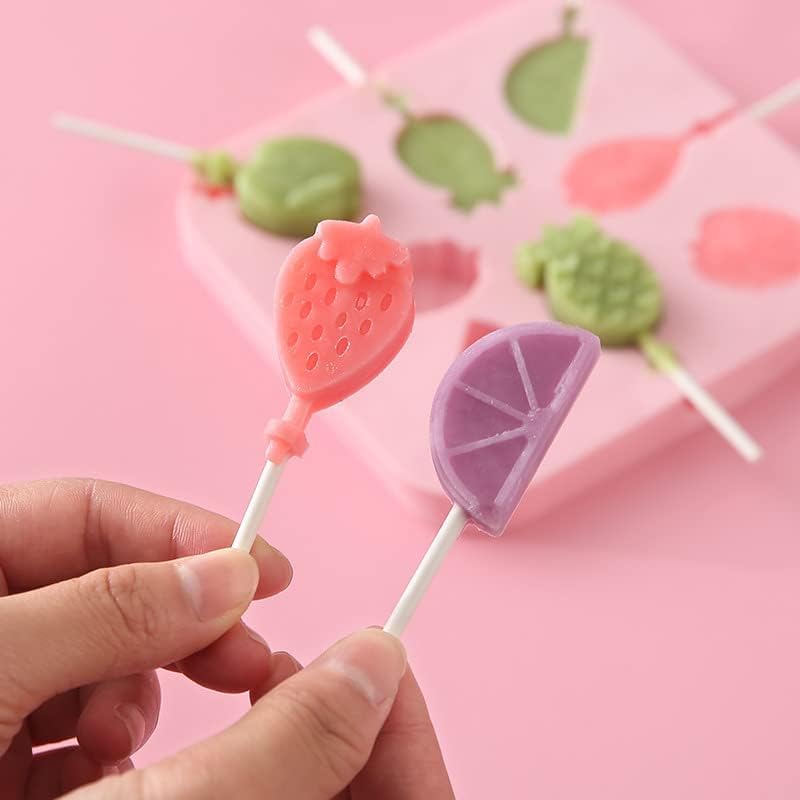 2PCS Fruits Lollipop Molds For Kids,Hard Candy Sucker Mold (2pcs Fruit) - color: 2pcs Fruit