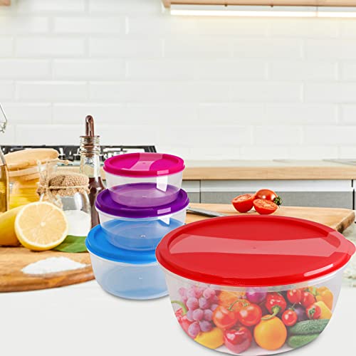 Plastic Multicolor Salad Bowl Set,Microwave and Dishwasher Safe,Ideal for Baking, Prepping, Cooking and Serving Food (Set of 7) (Multicolor-Round)