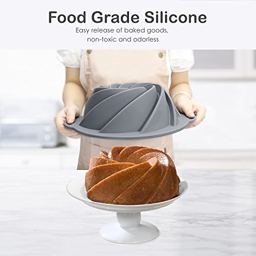 Bunte Cake Pan, Non-Stick 10-Inch Angel Food Cake Pan, Silicone Cake Mold with Metal Reinforced Frame More Strength for Long-Lasting Performance - style: Spiral Bunte Cake Pan