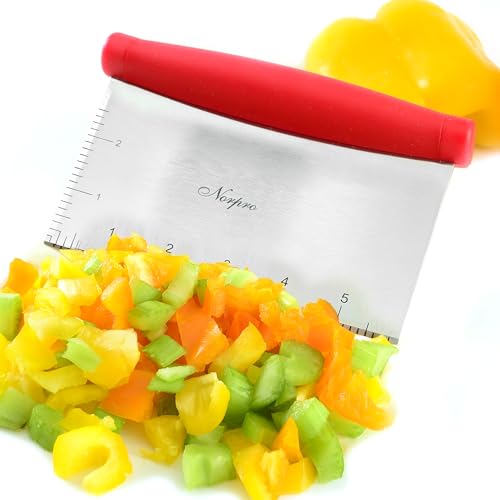 Norpro Grip-EZ Stainless Steel Pastry Bench Scraper and Food Chopper, Red - color: Red