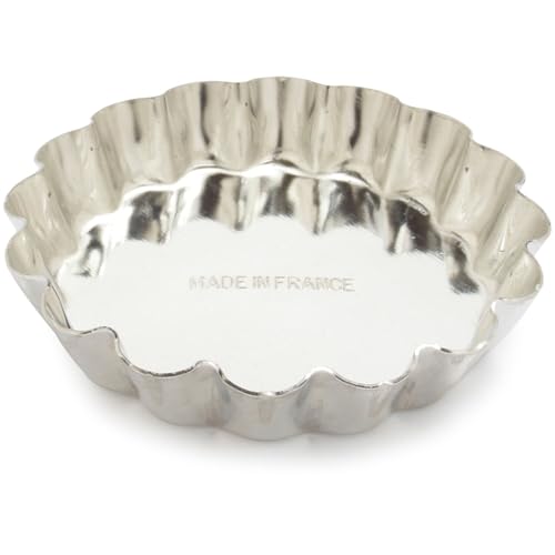 Fluted Tart/Quiche Mold, Fixed Bottom 3.5-inch Diameter, Tinplate