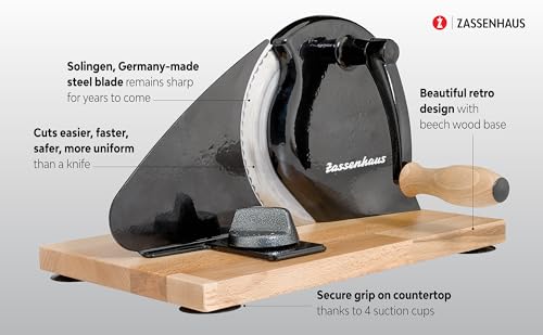 Zassenhaus Original Classic Adjustable Bread Slicer for Uniform Slices - Bread Slicer for Homemade Bread - 18/8 Stainless Steel Blade Sourdough Cutter - Black, 11.75" x 8" - color: Black, size: 11.75" x 8" x 4.7"