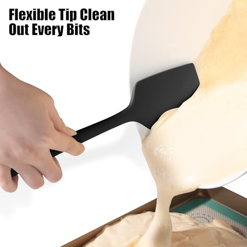 Doosu 600°F Heat Resistant Silicone Spatula Spoonula, 2‑Piece, Black - color: Black, size: Flat & Spoon Spatulas