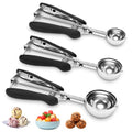 Engraved Sizes Cookie Scoops,Set of 3 Black Cookie Scoops for Baking