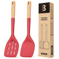 Badiano Silicone Spatula, Non Stick Turner for Cooking, Food Grade, Red - color: Red