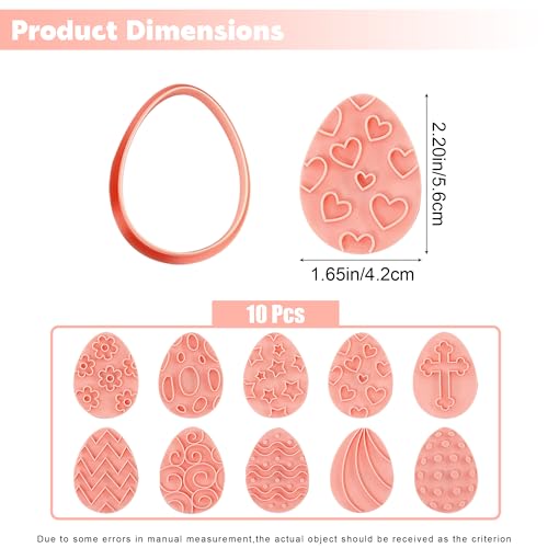 10 Pieces Easter Egg Cookie Cutters Easter Cookie Stamps 3D Plastic Embossing Mold Press Cookie Mould Set Baking Kitchen Tools for Holiday Birthday Party Biscuit Fondant Snacks Making