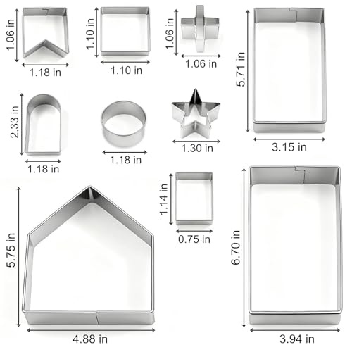 YomiFamily 10Pcs Gingerbread House Cookie Cutters Set, Gift Package