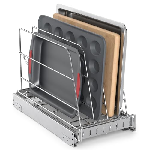 Pull Out Cabinet Organizer for Cutting Board, Cookie Sheet, Baking Sheet - size: 9”W x 16.5”D (22.8 x 41.8 cm)