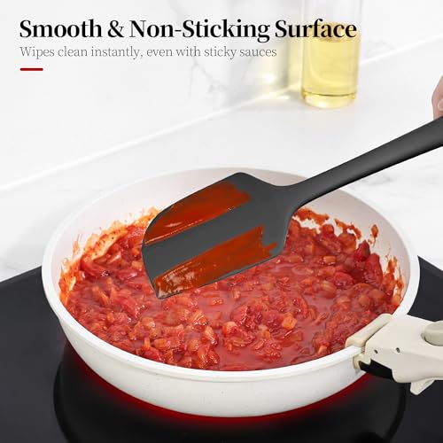 600ºF Heat Resistant Large Silicone Spatula for Baking, Black - color: Black, size: 11.34in - Large Spatula