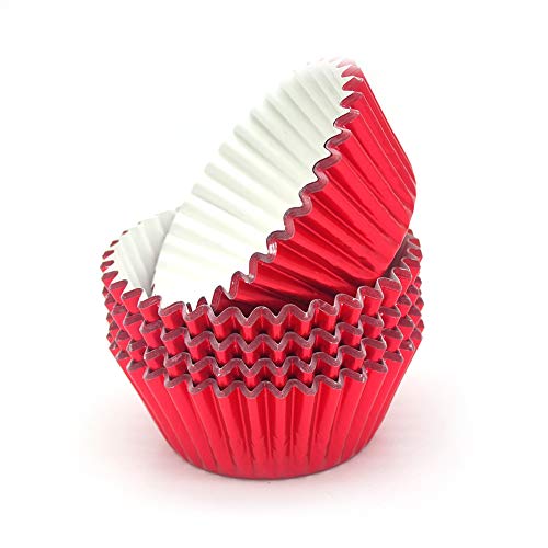 Standard Red Foil Cupcake Liners Muffin Baking Cups for Party and More, 100-Count - color: Red