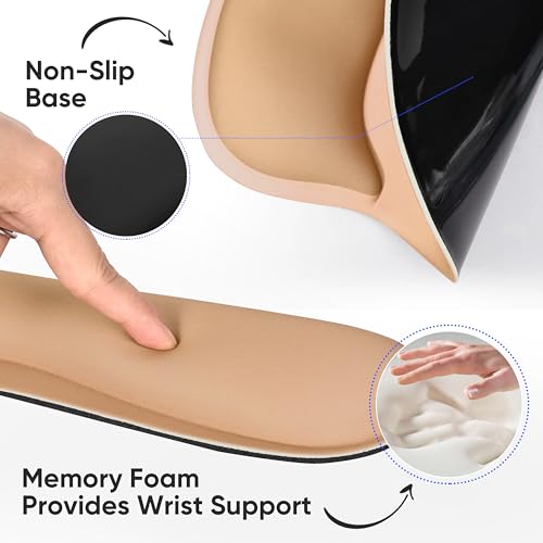 Wrist Rest Support for Mouse Pad Keyboard Set Circle Coaster Gaming Mouse Pad Ergonomic Gel Memory Foam Set for Computer, Laptop, Office, Pain Relief, Comfortably Typing Brown KM-32 - color: Km-32