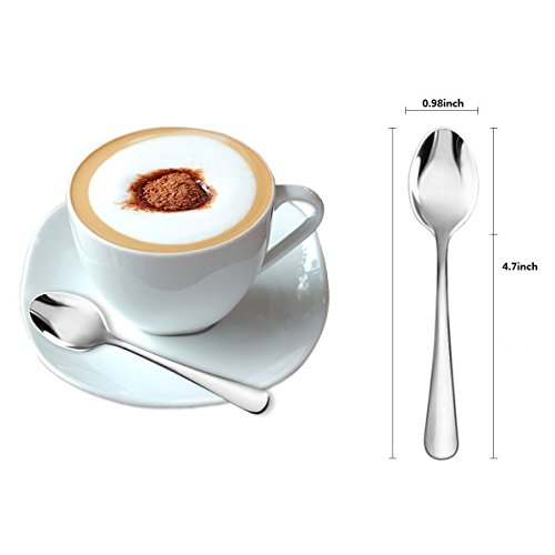 Demitasse Espresso Spoons,12-piece Mini Coffee Tiny Stainless Steel Spoons Bistro Small Spoons for Dessert, Tea, Appetizer(4.7Inch)… (Pack of 2) - size: 4.75 inches (Pack of 2)
