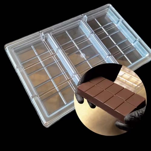 GRAINRAIN Polycarbonate Deep Filled Chocolate Bar Mold for Energy Protein Bars, Chocolate Snakes, Covered Cookies - Durable DIY Candy Making Tool (19416) - color: 19416
