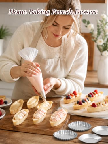20Pc Boat Egg Tart Molds for Baking, 4.3x0.6in Smooth Alu Tart Pans - size: Smooth Boat L