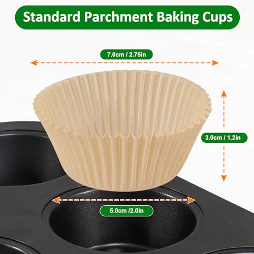 Caperci 225pcs Parchment Cupcake Liners - Standard Muffin Cups for Baking - color: Natural