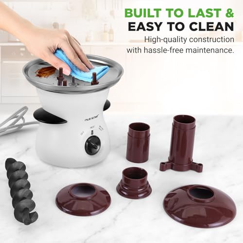 Nutrichef 3 Tier Chocolate Fondue Fountain - Electric Stainless Chocolate Dipping Warmer Machine - Warm & Melt Chocolate, Butter & Cheese - Great for Parties, Events & Weddings - Pot Capacity 16 OZ
