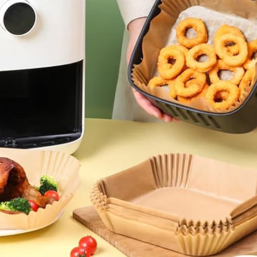 ROOM127 Air Fryer Liners Disposable, 6.3 Inch Square Brown, 300 Count - size: 6.3"Square*300
