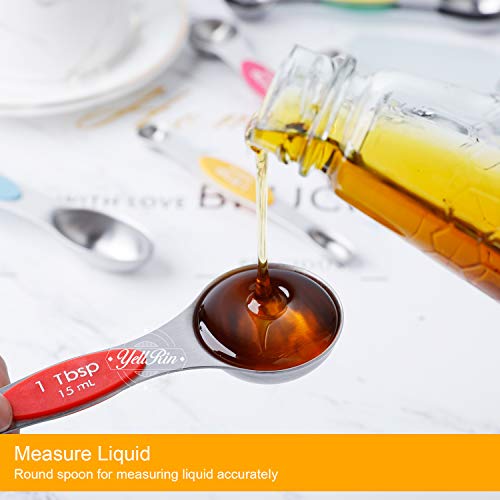 Magnetic Measuring Spoons Set Stainless Steel Dual Sided Measuring Spoons - color: Color