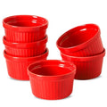 8 oz Ramekins Oven Safe Set of 6, Souffle Dish Baking Bowls, Custard Dessert Cups for Pudding Yogurt Ice Cream, Ceramic Ramiken Bowl, Red - color: Red