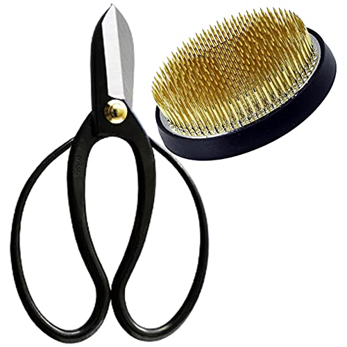 Wazakura Ikebana Tool Kit, Koryu Scissors and Brass Kenzan 3.1in - color: Koryu+brass Kenzan 3-1/4" (80mm)