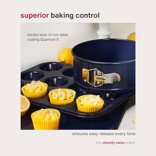 Zyliss E980200 Non-Stick 12 Hole Muffin Tin | Carbon Steel | Dark Blue | Baking Tins/Yorkshire Puddings/Mini Cake/Small Cakes | Dishwasher Safe | 5 Year Guarantee - style: 12 Hole Muffin Tin