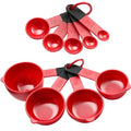 Spring Chef Set of 9 Plastic Magnetic Red Measuring Cups and Spoons - color: Red