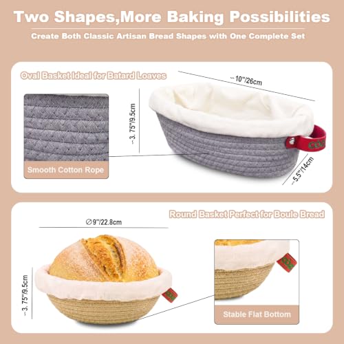 Sourdough Banneton Bread Proofing Basket with Beeswax Bag Set