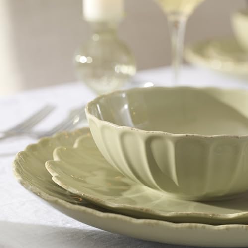 Lenox French Perle Scallop Matcha Stoneware 24-Piece Dinnerware Set for 8 - color: Matcha, style: 24-Piece Dinnerware Set