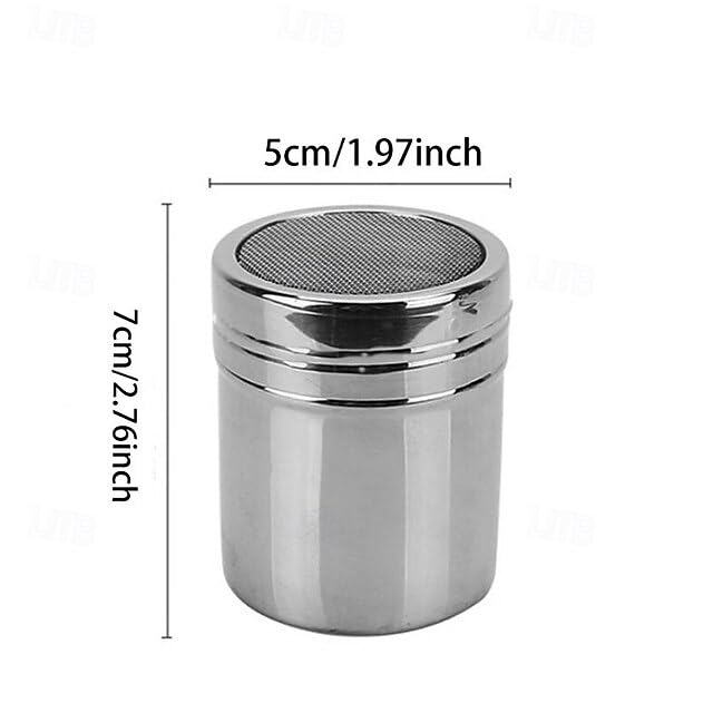 Powdered Sugar Shaker Duster Stainless Steel Dusting Powder Container Fine Mesh Shaker Powder Cans with Lid Flour Dispenser(M) - size: M