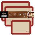 HOTEC Silicone Baking Mats 3 Pack – Thickened Non-Stick Reusable Silicone Baking Sheets for Oven – Cookie & Macaron Mats – 2 Half Sheet + 1 Quarter Sheet – BPA-Free, Dishwasher Safe - color: 3pcs: Red 0.7MM