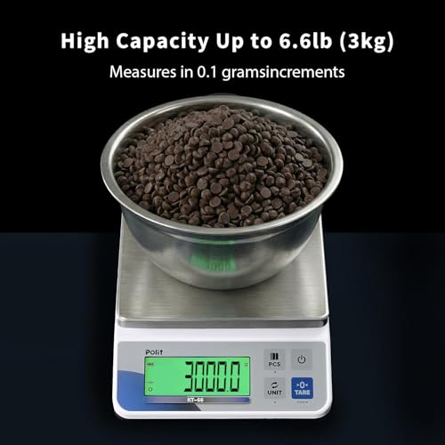 Polit 0.1g Precision Kitchen Scale 6.6lb/3kg, Digital Food Scale